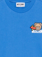 T-shirt per bambini Moschino Kids azzurra con ricamo Teddy Bear HTM058LAA24 40630 MOSCHINO KIDS 
