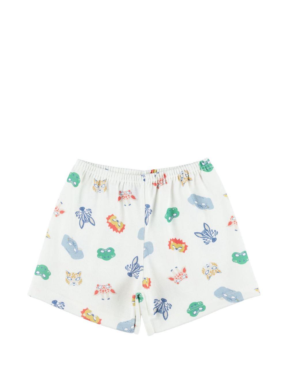 Set di tre pezzi pigiama per bambino Petit Bateau bianco con stampa animali A0F6P 01 PETIT BATEAU KIDS 
