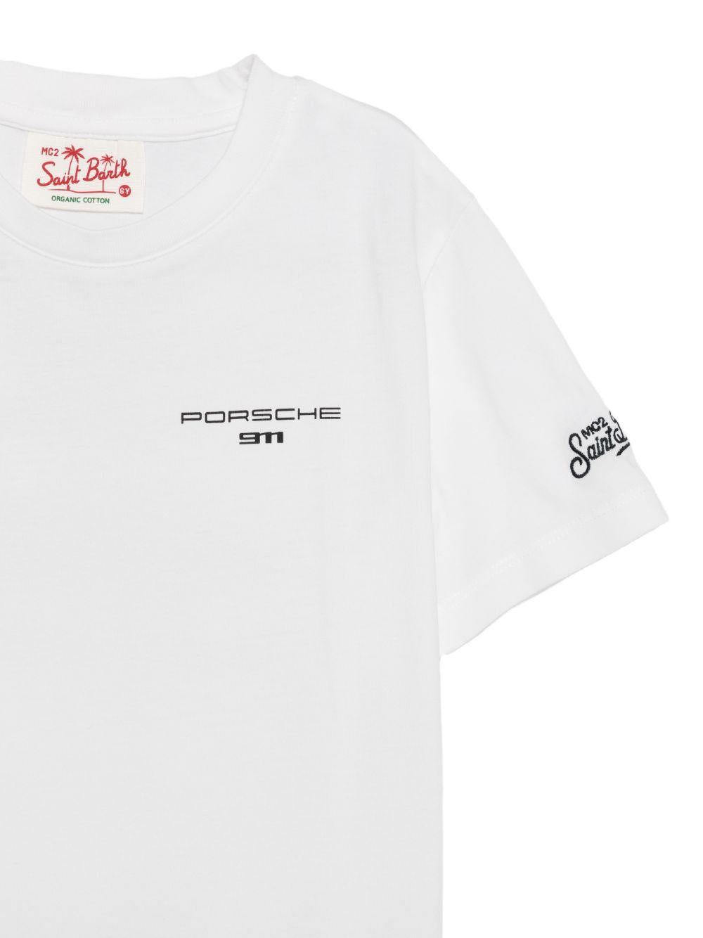 T-shirt per bambino MC2 Saint Barth Kids x Porsche bianca con stampa grafica Porsche PRL0001 00752L MC2 ST. BARTH KIDS 