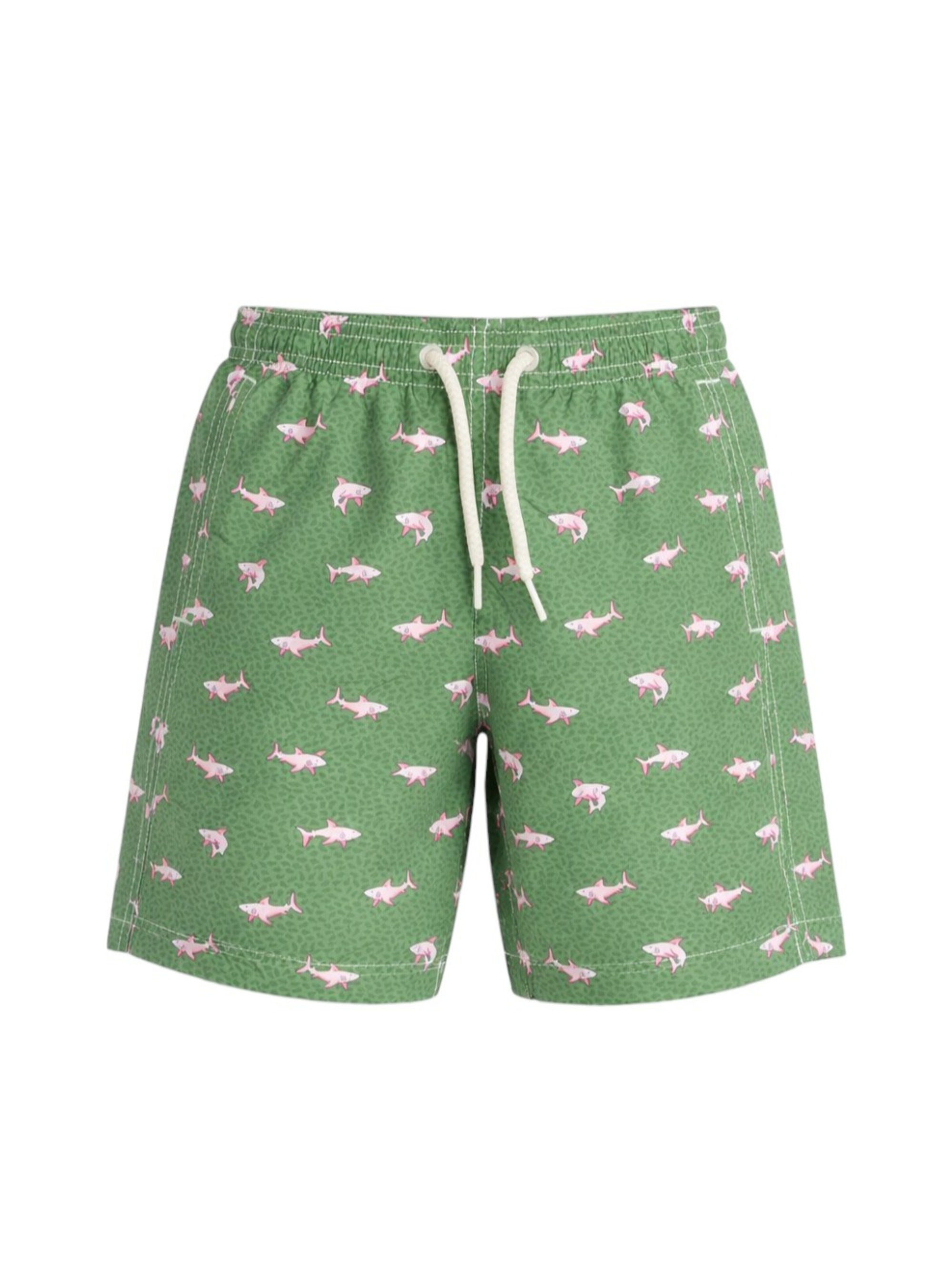 Costume da bagno per bambino MC2 Saint Barth Kids verde con stampa grafica squali JEA0004 02149L MC2 ST. BARTH KIDS 