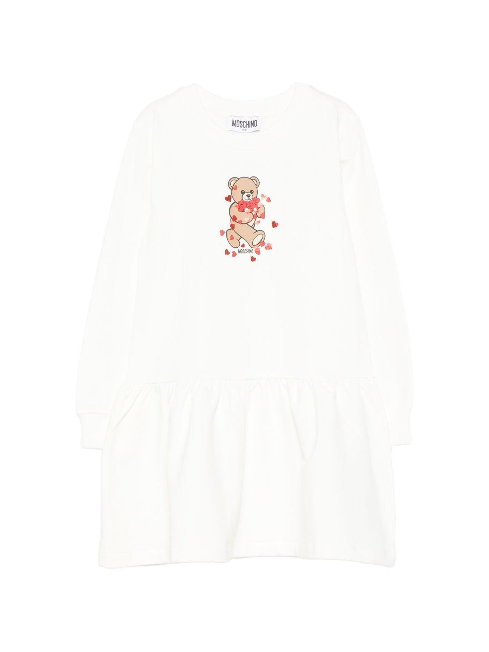 Abito per bambina Moschino Kids rosso con dettaglio Teddy Bear HAV0H7LDA63 10063 MOSCHINO KIDS 