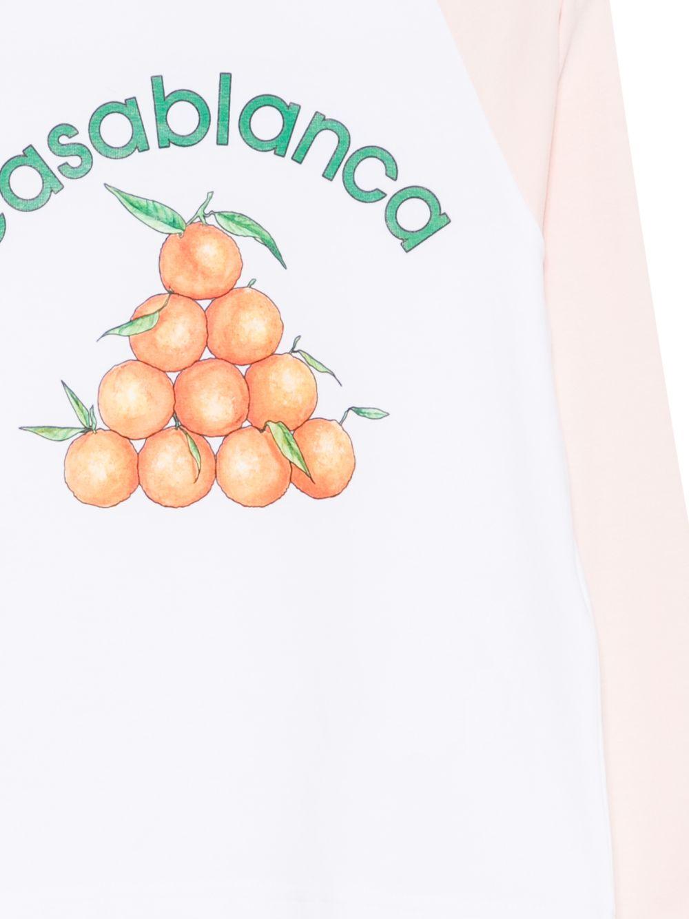 T-shirt per bambina Casablanca Kids bianca e rosa con stampa grafica KPF26JTS09901 PINK WHITE CASABLANCA KIDS 