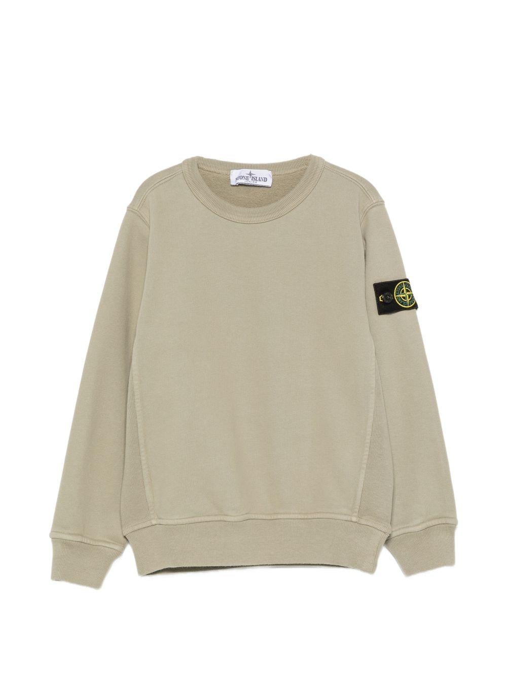 Felpa per bambino Stone Island Kids beige con distintivo Compass L2S166100001S0A20 V0068 STONE ISLAND KIDS 