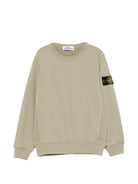 Felpa per bambino Stone Island Kids beige con distintivo Compass L2S166100001S0A20 V0068 STONE ISLAND KIDS 