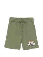 Shorts per bambino Moschino Kids verde con coulisse in vita HUQ02MLCA89 30037 MOSCHINO KIDS 