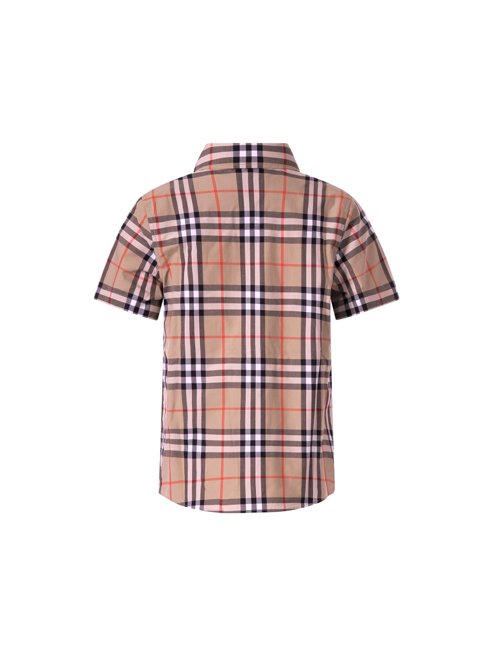 Camicia per bambino Burberry Kids beige con caratteristico motivo Vintage Check all-over 8117145 B9368 BURBERRY KIDS 