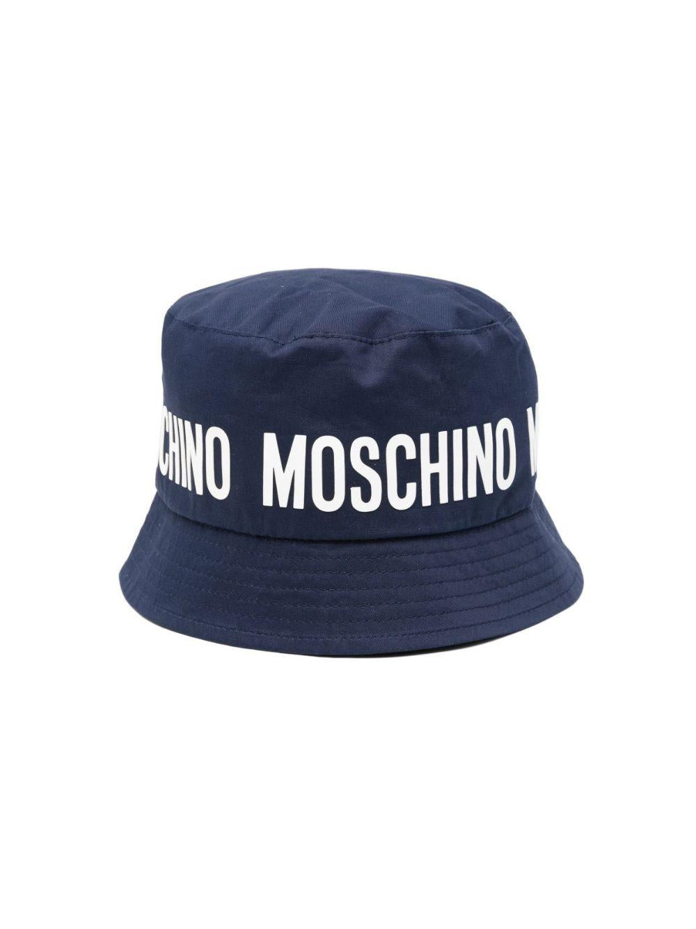 Cappello bucket per bambino Moschino Kids blu con stampa logo HUY003LOA00 40016 MOSCHINO KIDS 