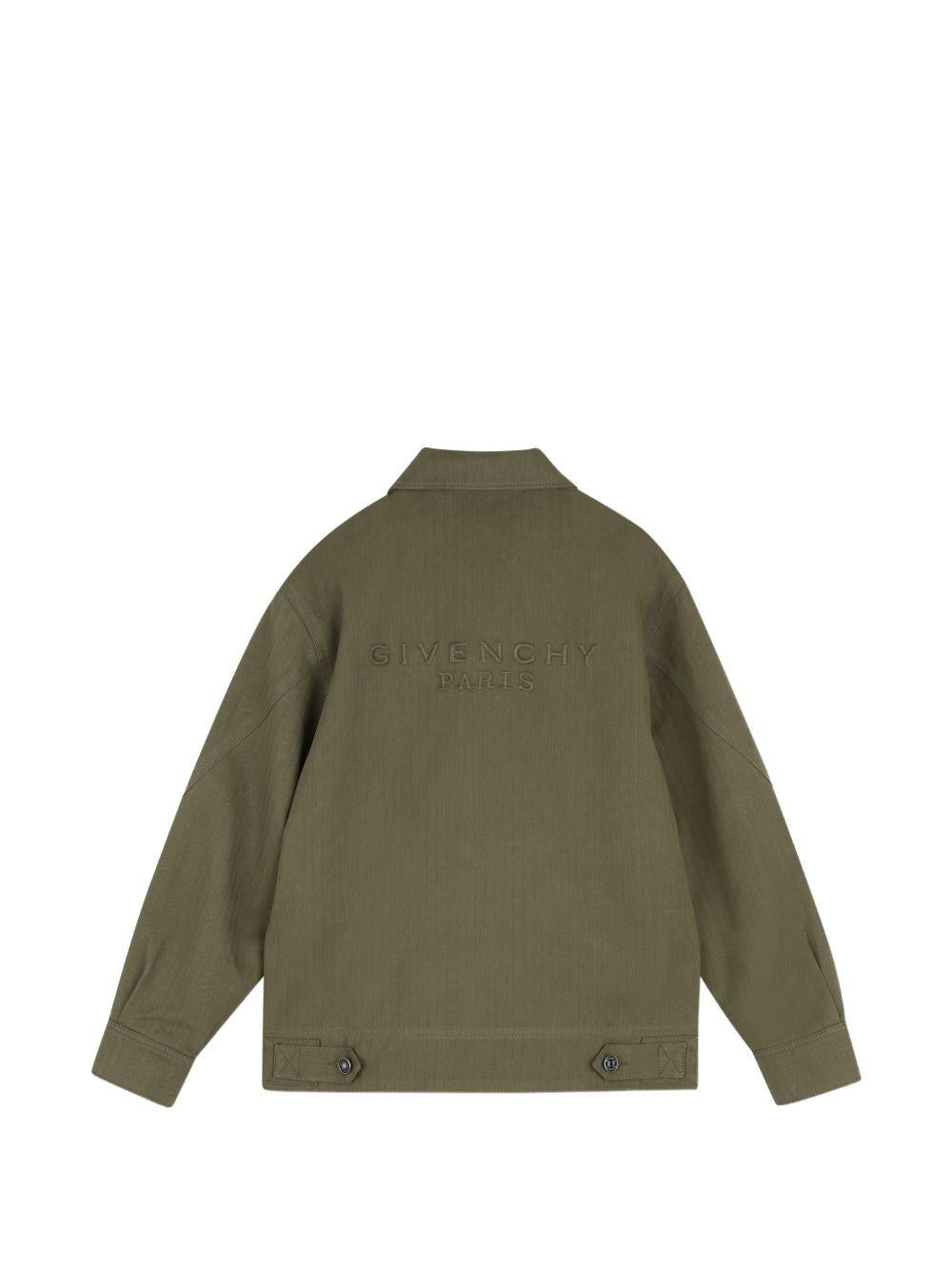 Giubbino per bambino Givenchy Kids verde con logo ricamato sul petto H31405 653 GIVENCHY KIDS 