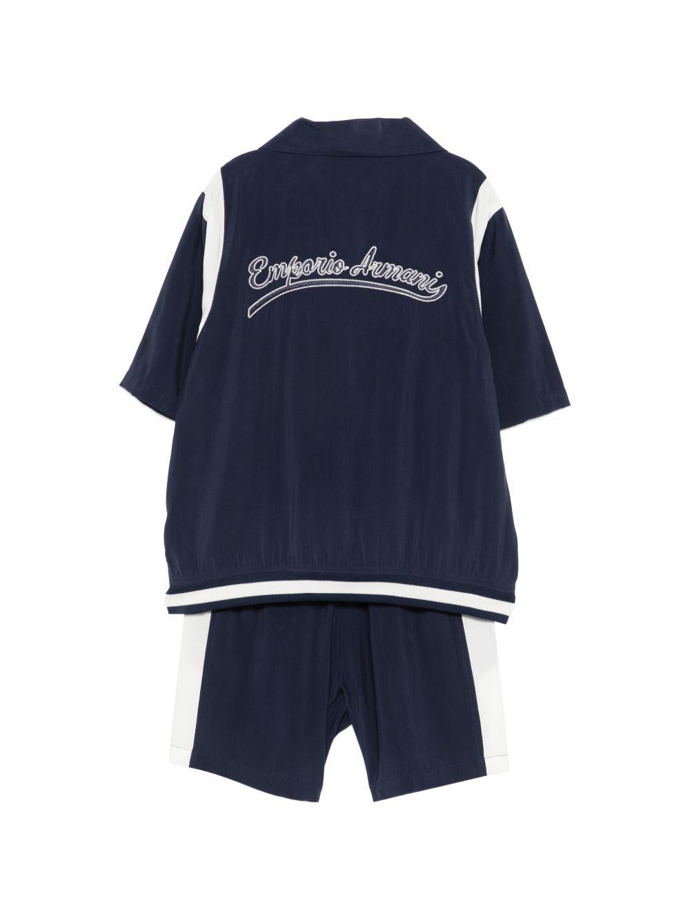 Set due pezzi per bambino Emporio Armani blu scuro con logo ricamato EB001042 AF20699 MB569 EMPORIO ARMANI KIDS 