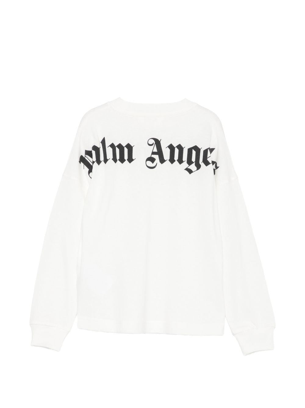 T-shirt per bambino Palm Angels Kids bianca con stampa logo sul girocollo F6PAJBTH013 412 PALM ANGELS KIDS 