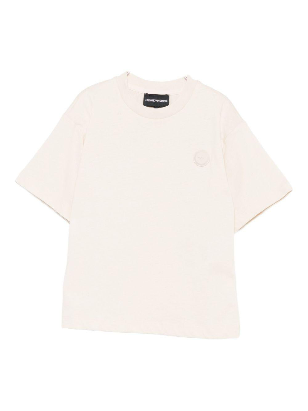 T-shirt per bambino Emporio Armani Kids beige con dettaglio logo EB000796 AF17536 U1156 EMPORIO ARMANI KIDS 