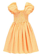 Abito Cherisla per bambina Molo arancione con corsetto con punto smock 2S26E138 9490 MOLO KIDS 