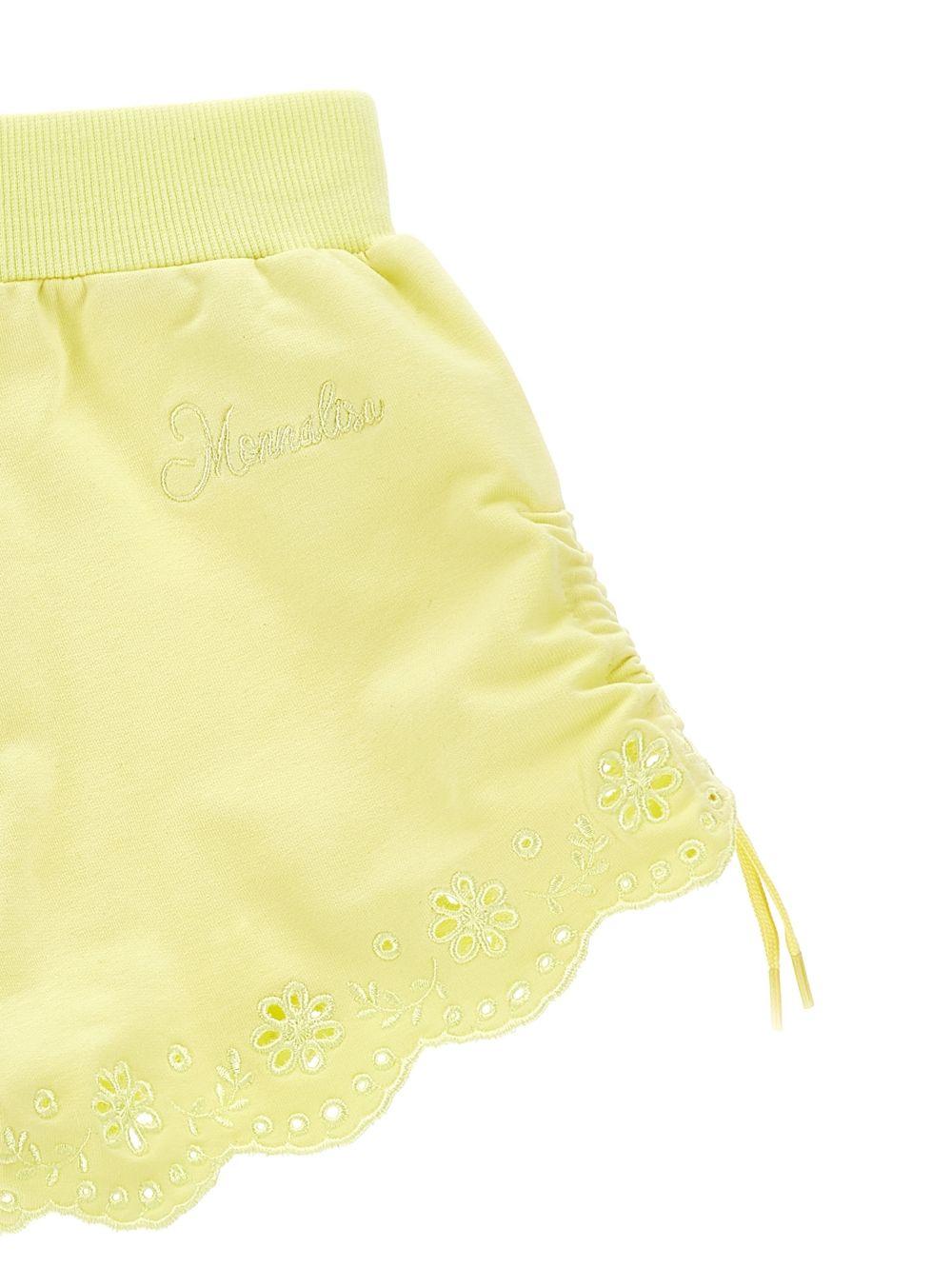 Shorts per bambina Monnalisa giallo con orlo a smerlo 17G401 7014 0014 MONNALISA KIDS 