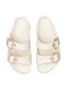Ciabatte Arizona per bambina Birkenstock Kids bianche con con fibbia a forma di fiore 1031291 EGGSHELL BIRKENSTOCK KIDS 