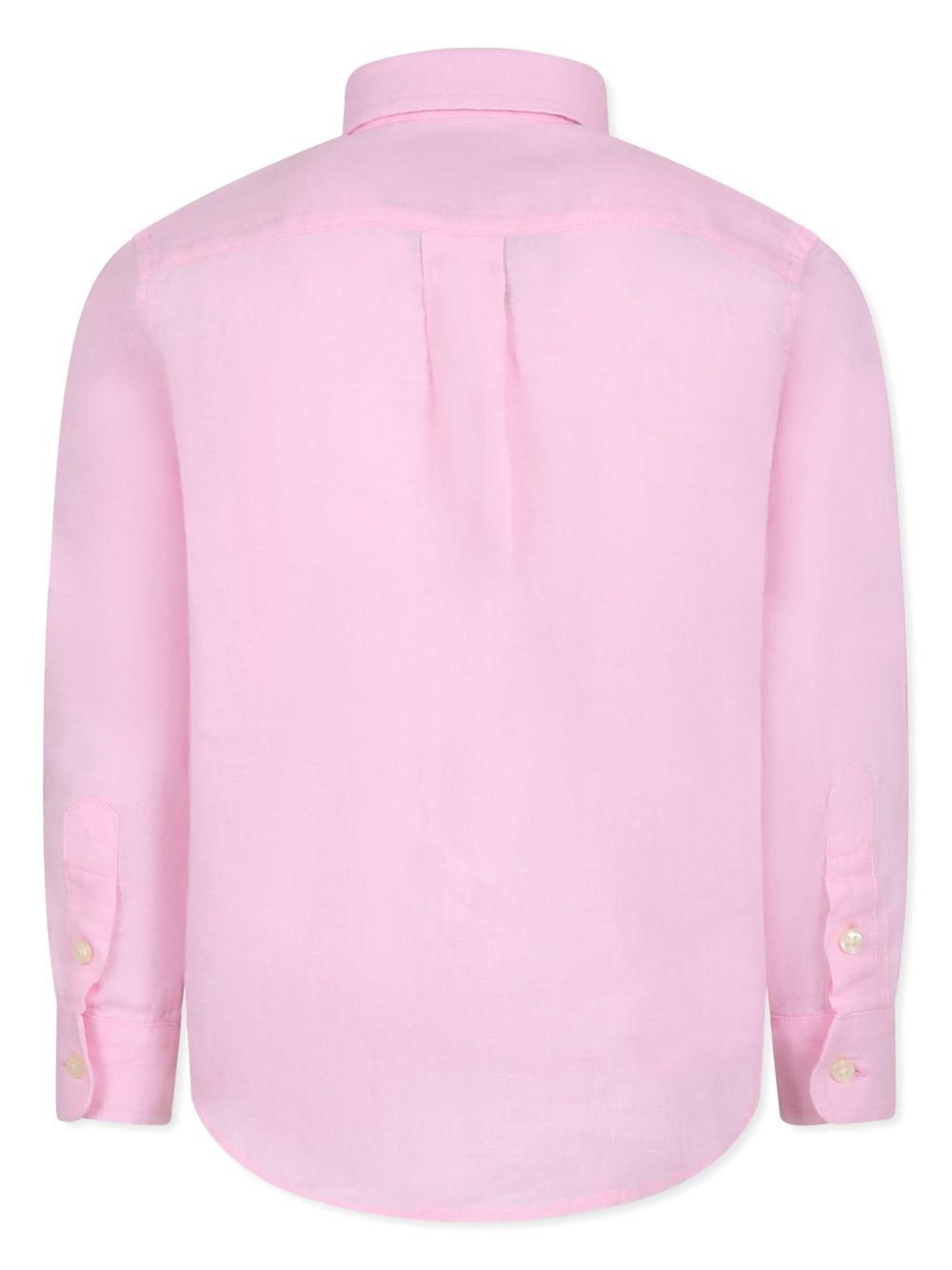 Camicia per bambino POLO RALPH LAUREN KIDS rosa in lino 322967600 002 Ralph Lauren kids 