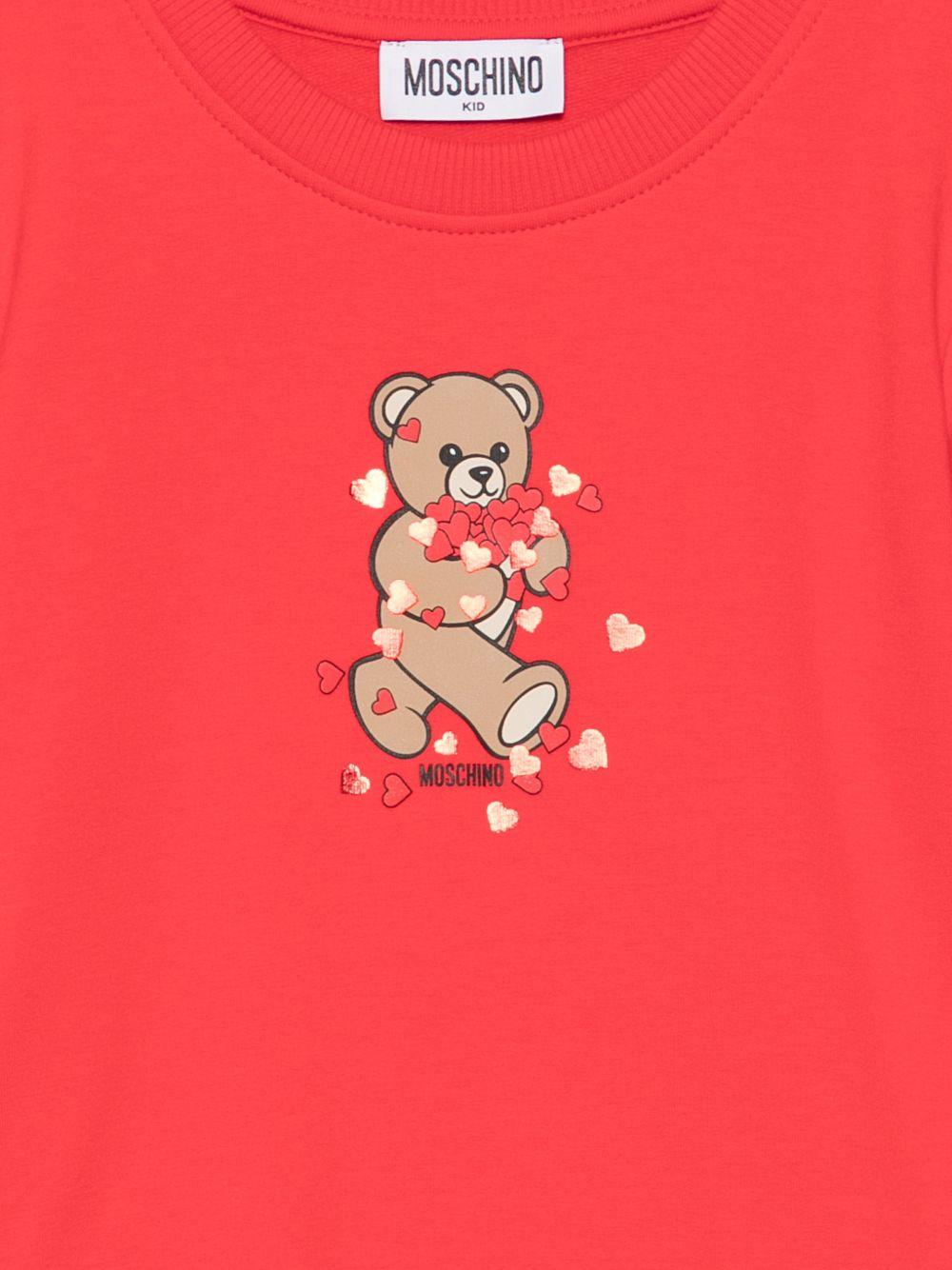 Abito per bambina Moschino Kids rosso con dettaglio Teddy Bear HAV0H7LDA63 50109 MOSCHINO KIDS 