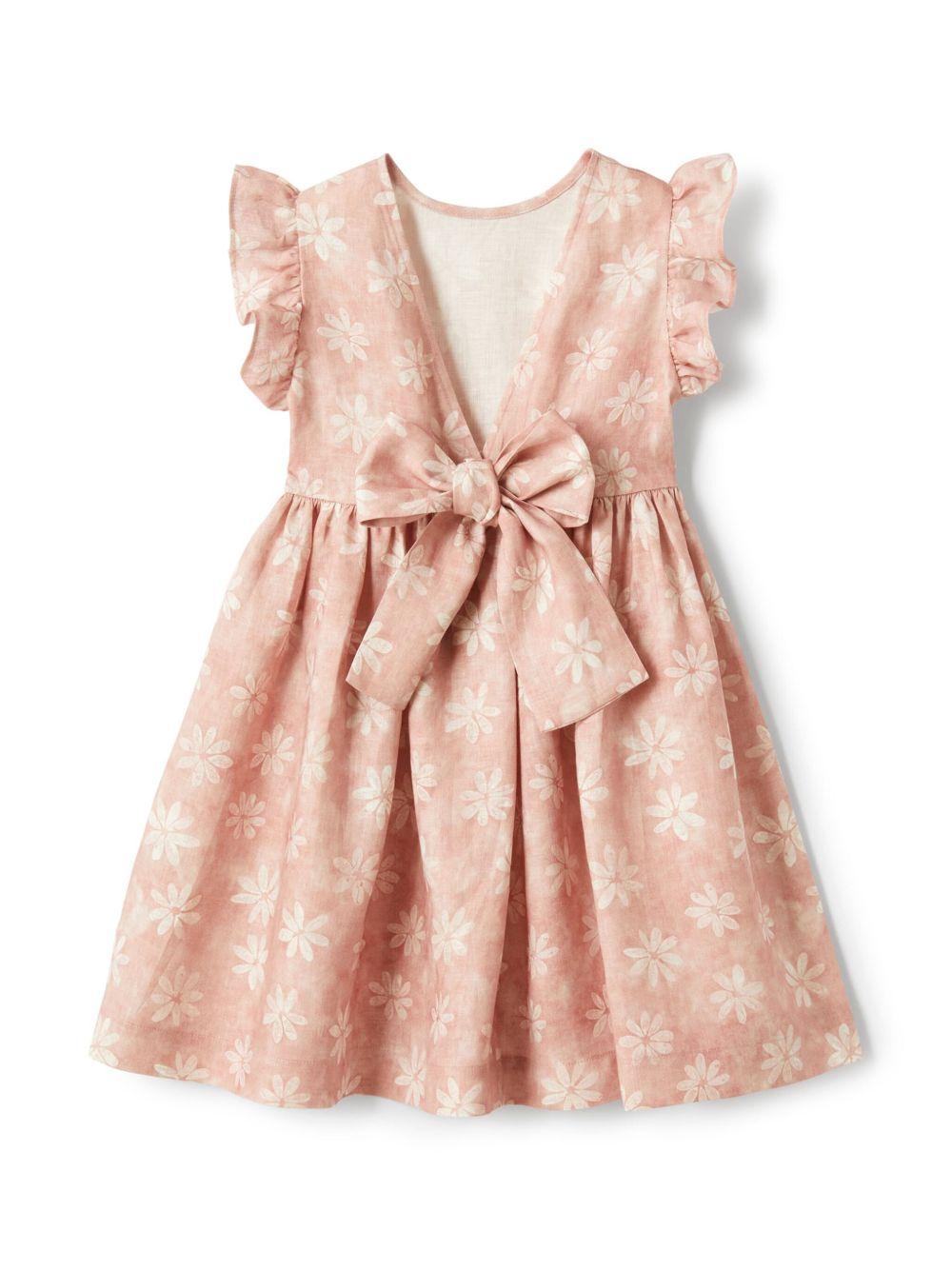 Abito con stampa per bambina Il Gufo rosa con dettaglio fiocco P25VM775L4002 670 IL GUFO 