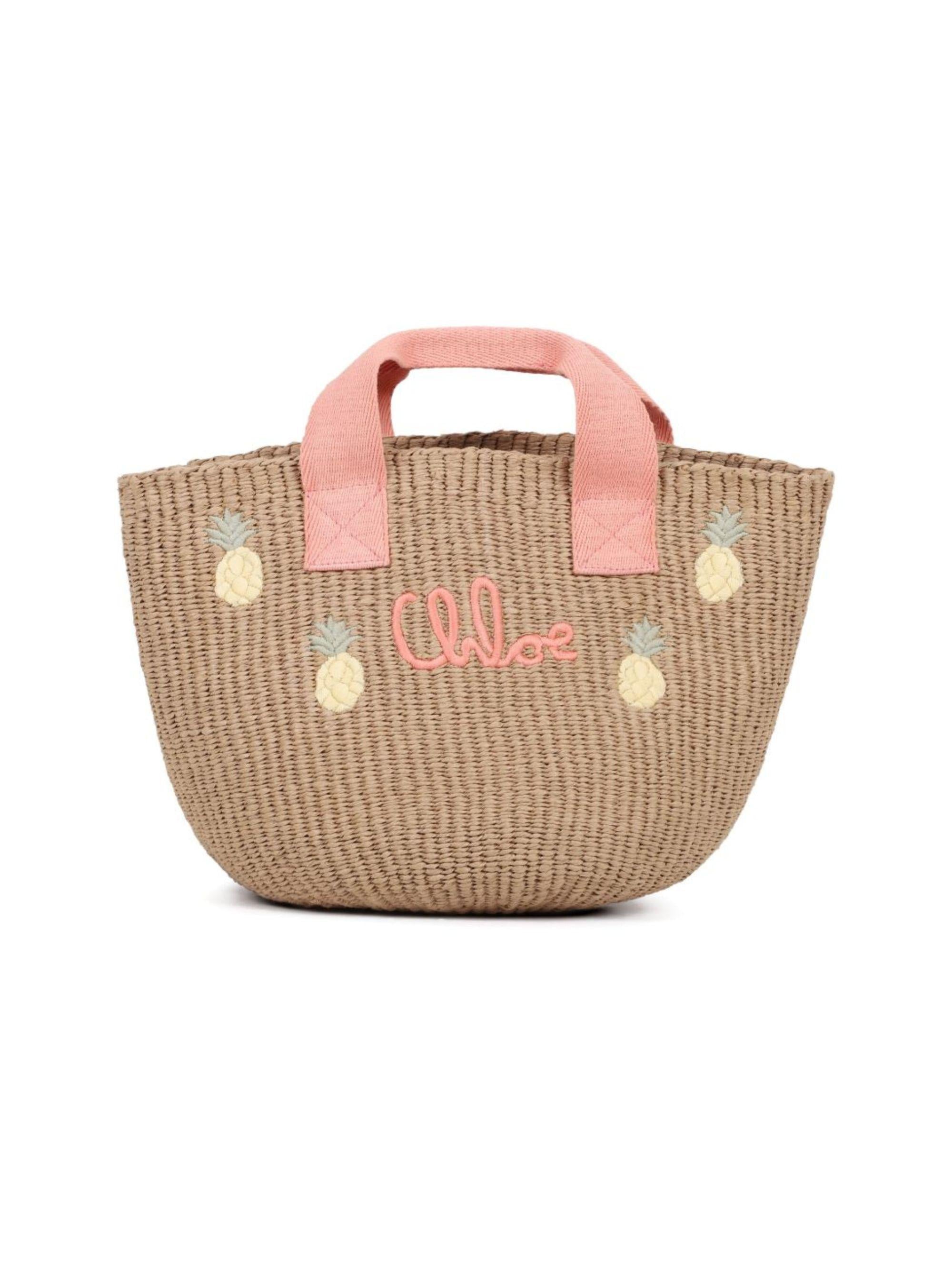 Borsa tote per bambina Chloé Kids Lou beige con logo ricamato C20873 43A CHLOE' KIDS 
