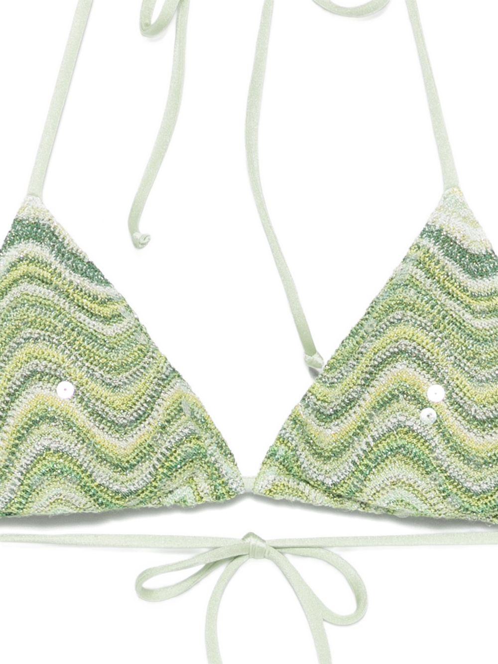 Bikini per donna MC2 Saint Barth verde a maglia a zigzag con paillettes VIR0001 01209L MC2 ST. BARTH 