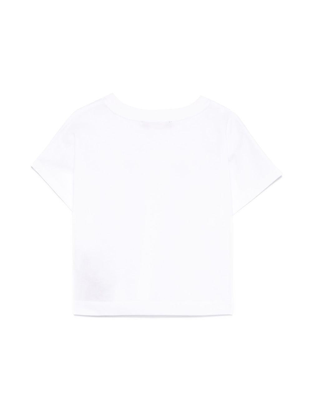 T-shirt con stampa logo per bambina Balmain Kids bianco con orlo dritto BW8A31 Z0116 100RS BALMAIN KIDS 