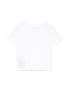 T-shirt con stampa logo per bambina Balmain Kids bianco con orlo dritto BW8A31 Z0116 100RS BALMAIN KIDS 