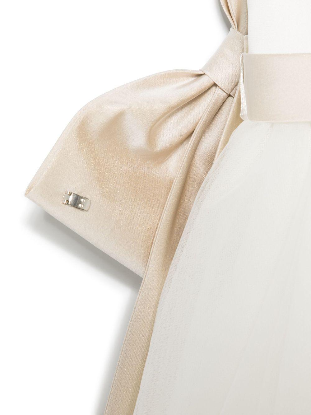 Abito per bambina Colorichiari bianco con fiocco e applicazione a fiori FB108018 3232 2042 COLORICHIARI 