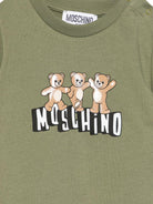 T-shirt per neonati Moschino Kids verde con stampa tre Teddy Bear MUM04KLAA17 30037 MOSCHINO KIDS 