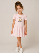 Abito per bambina Moschino Kids rosa con motivo Teddy Bear HDV0IHLAA10 50209 MOSCHINO KIDS 
