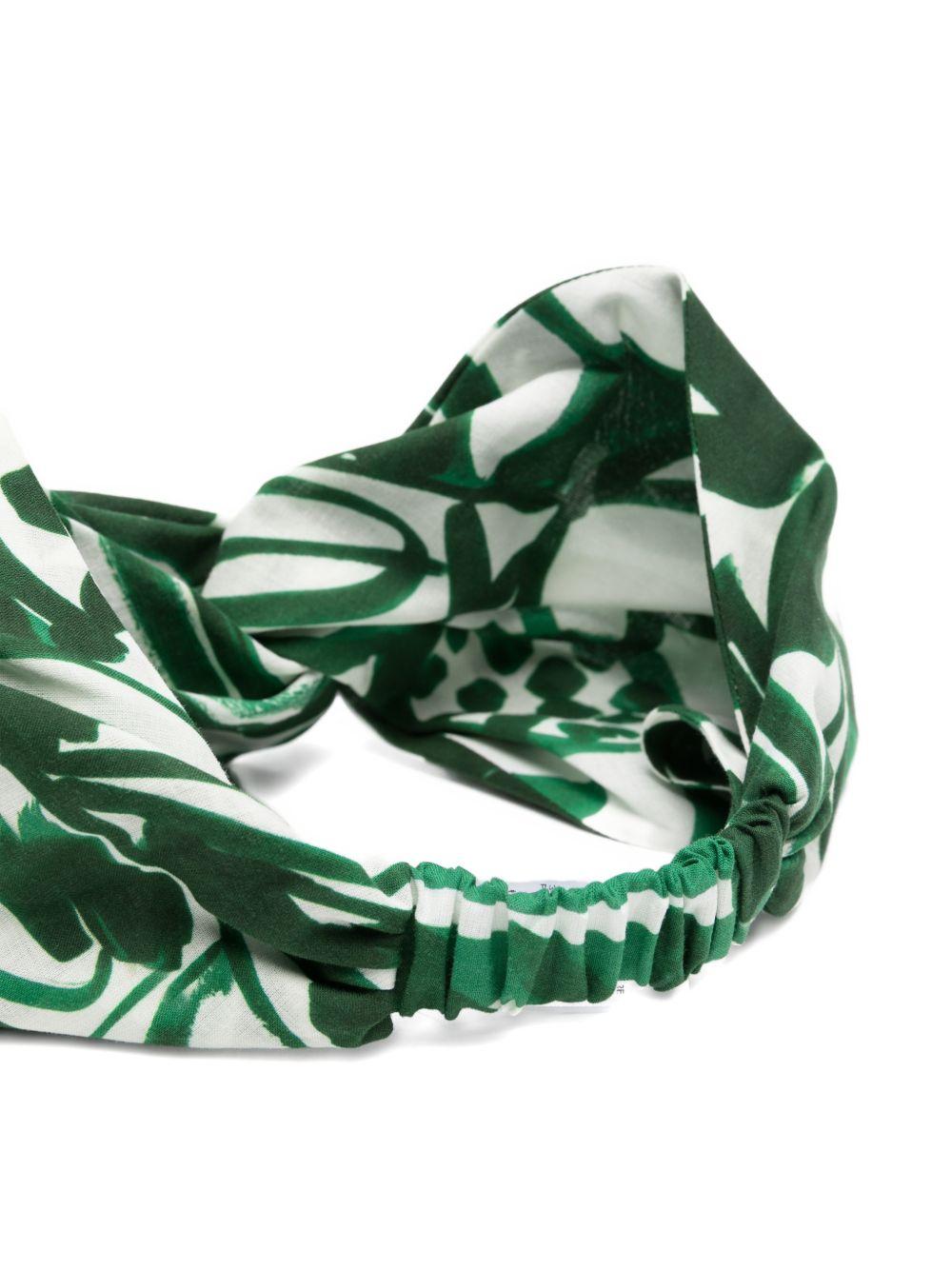 Fascia per capelli per neonata Il Gufo bianco e verde con dettaglio ad incrocio P26GPH0016C4154 573 IL GUFO 