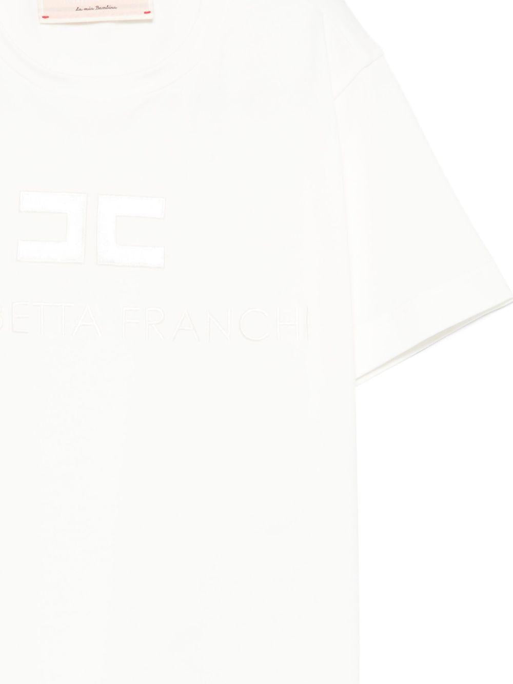 T-shirt per bambina Elisabetta Franchi La Mia Bambina avorio con logo EFTS2500JE006 0004 ElISABETTA FRANCHI 