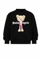 Felpa per bambina Palm Angels Kids nera con stampa logo sul davanti PGBA013S26FLE00A 110 PALM ANGELS KIDS 