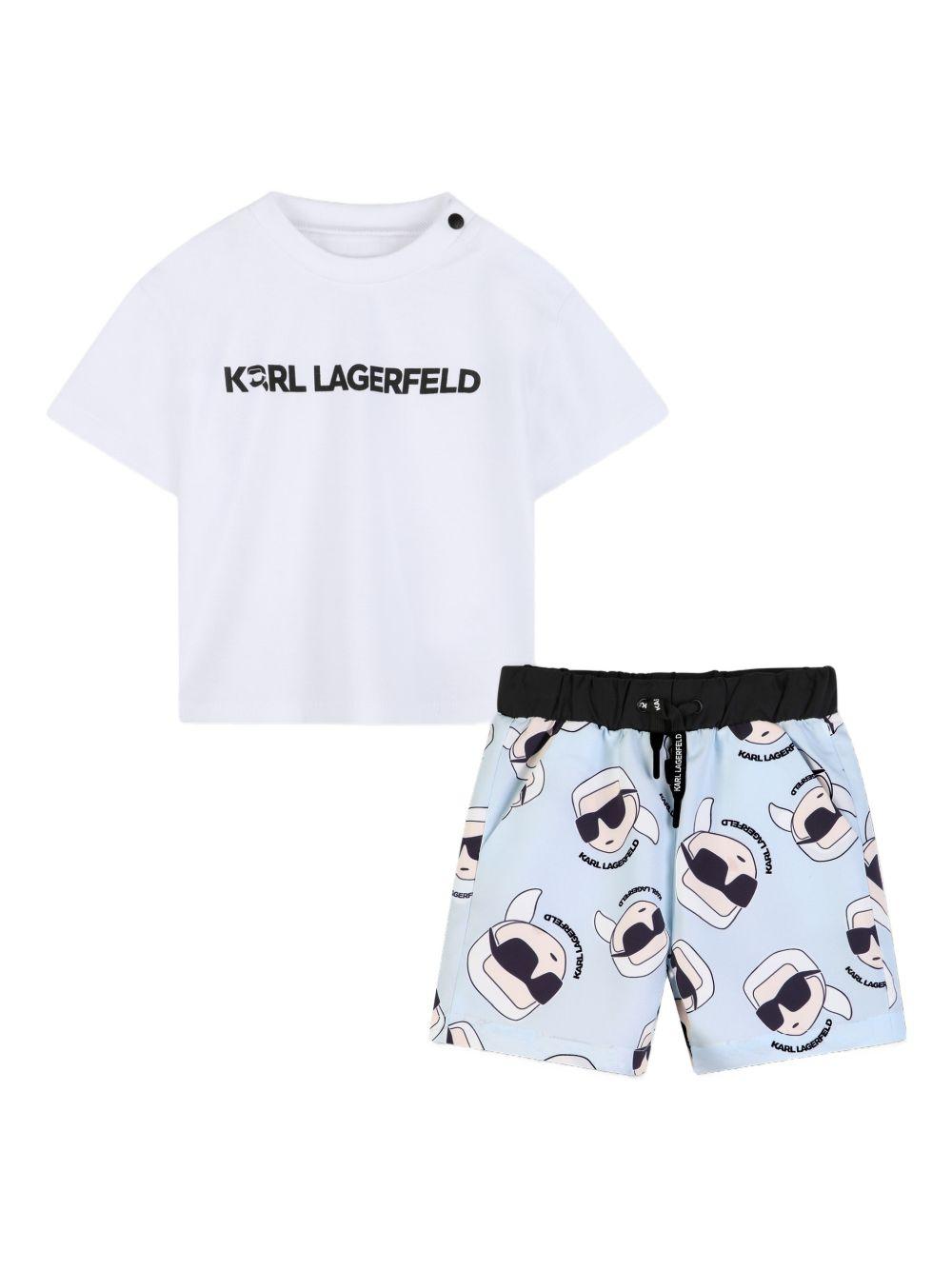 Set due pezzi per neonato Karl Lagerfiel Kids bianco con stampa logo sul davanti Z31067 10P KARL LAGERFELD KIDS 