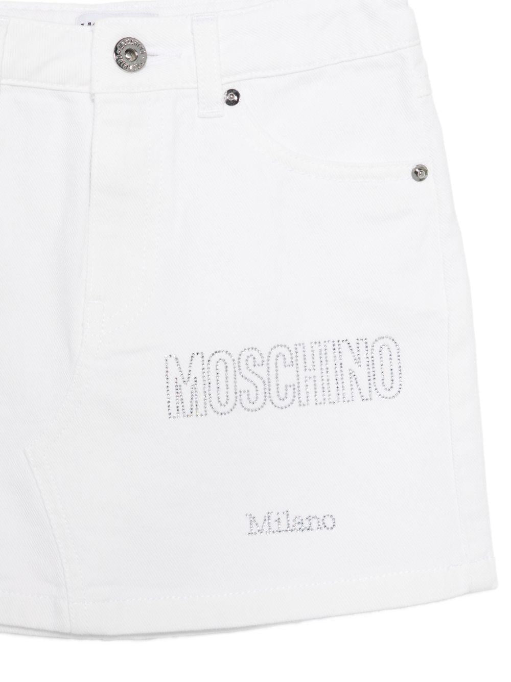 Gonna per bambina Moschino Kids bianca con logo decorato<BR/> HBJ03MLSC00 10101 MOSCHINO KIDS 