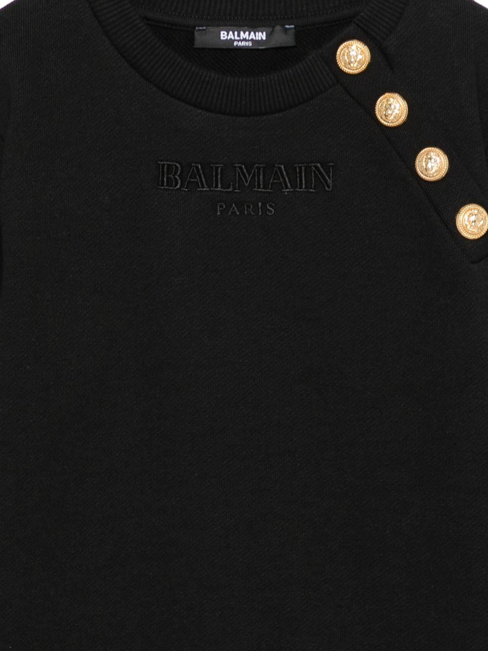 Felpa per bambino Balmain Kids nero con dettaglio con bottoni oro BZ4I10 Z3183 930OR BALMAIN KIDS 