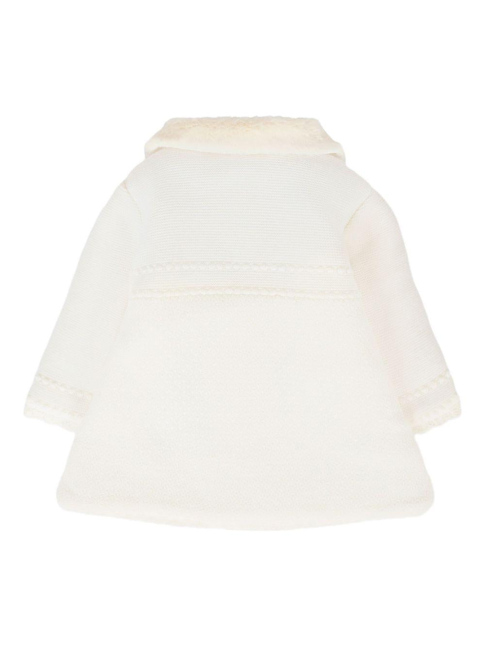 Cappotto per neonata Paz Rodrìguez bianco con colletto in pelliccia sintetica 009-112843 60 H56 PaZ RODRIGUEZ 