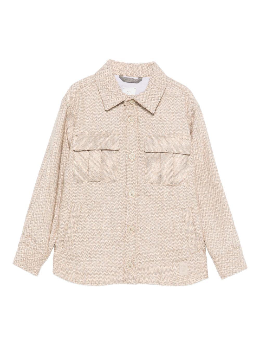Camicia per bambino Eleventy Kids beige con motivo pied-de-poule EX5P60 I0285 116AV ELEVENTY KIDS 