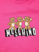 T-shirt per neonati Moschino Kids fucsia con stampa tre Teddy Bear sul davanti MUM04KLAA17 50533 MOSCHINO KIDS 