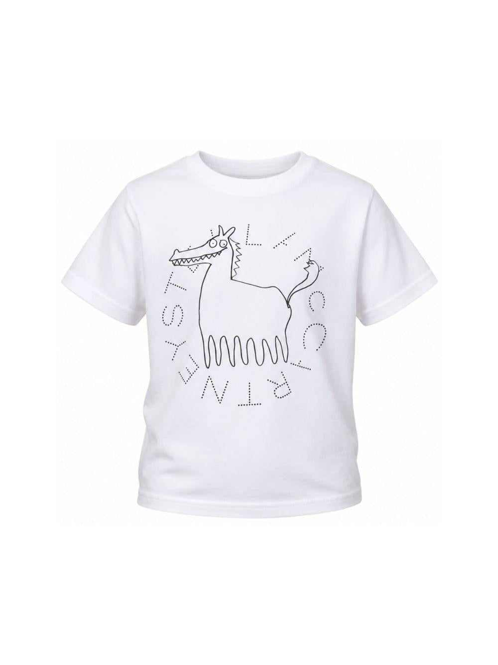 T-shirt per bambino Stella McCartney Kids bianca con stampa grafica sul davanti TZ8P41 Z3931 100 STELLA McCARTNEY KIDS 