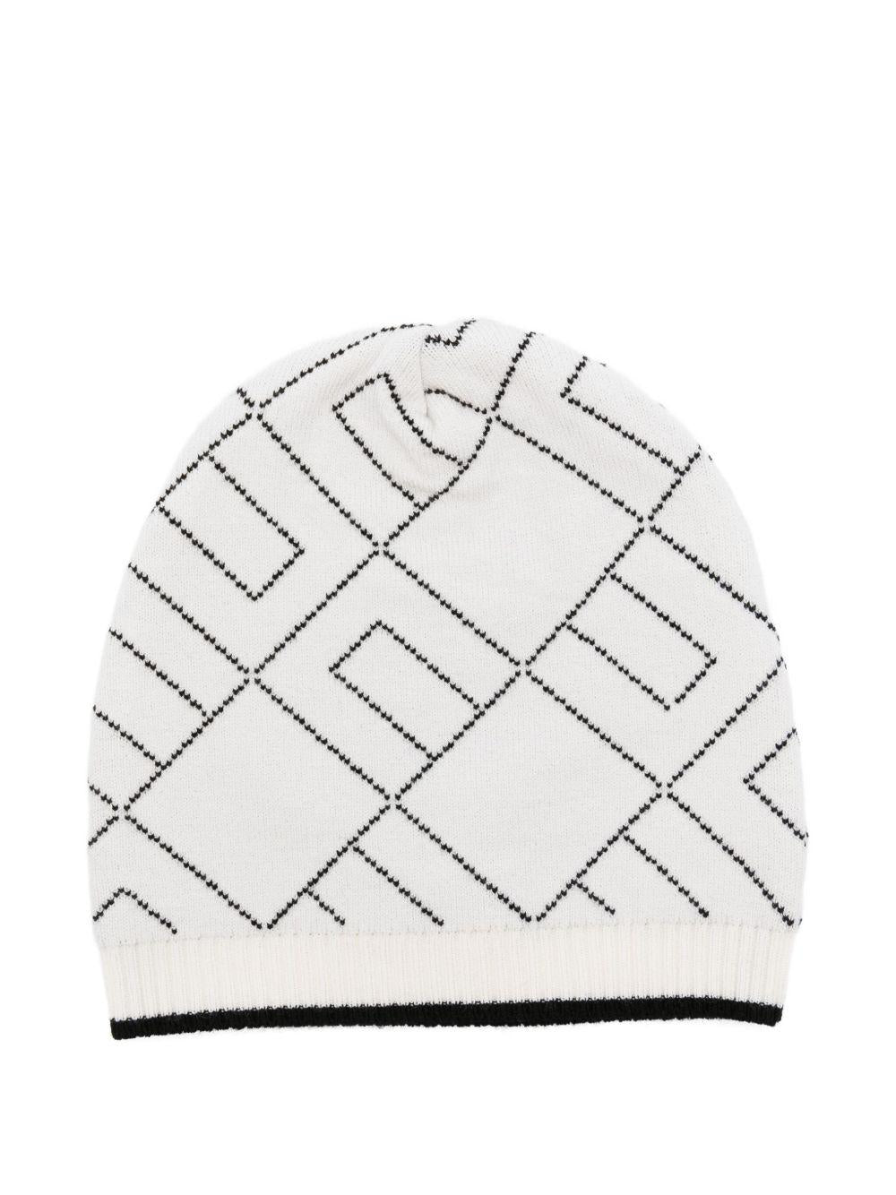 Berretto per neonata Elisabetta Franchi La Mia Bambina bianco con monogramma ENCP074CFL229 D759 ElISABETTA FRANCHI KIDS 