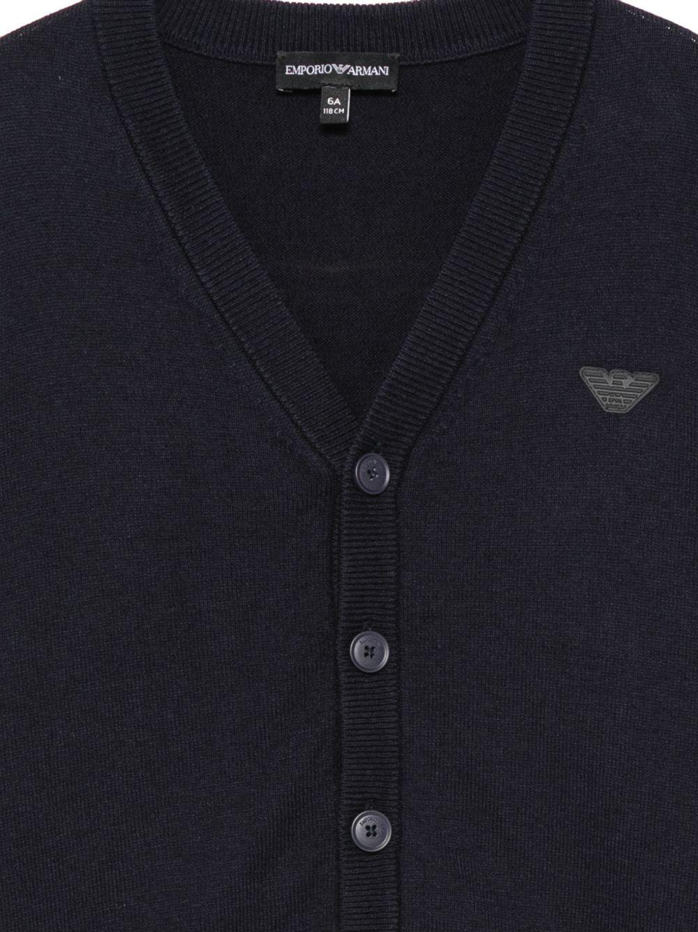 Cardigan per bambino Emporio Armani Kids blu con toppa con logo EB000437 AF28773 UB118 EMPORIO ARMANI KIDS 