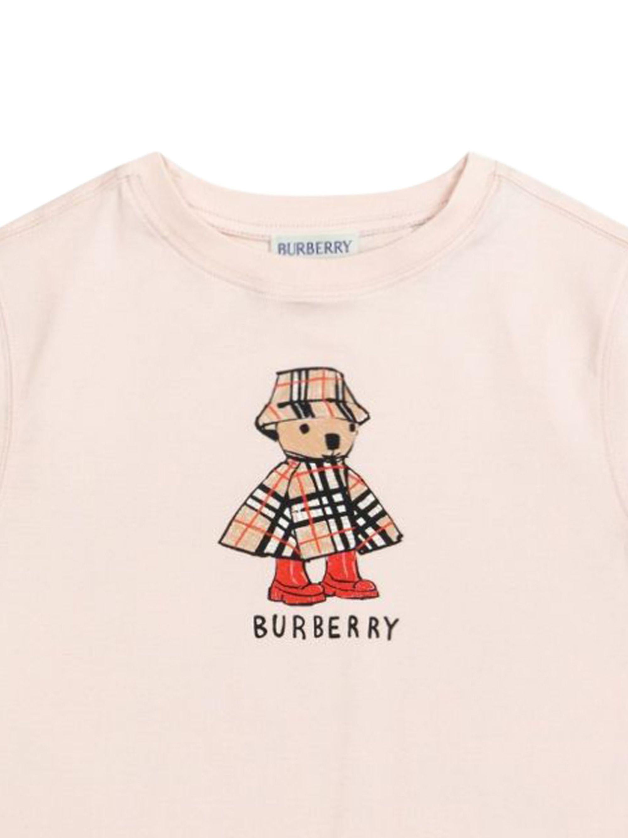 T-shirt per bambina Burberry Kids rosa con stampa orsetto sul davanti 8117421 A1439 BURBERRY KIDS 