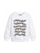 Felpa per bambini Moschino Kids bianca con logo sul davanti HUF09LLCA88 10101 MOSCHINO KIDS 