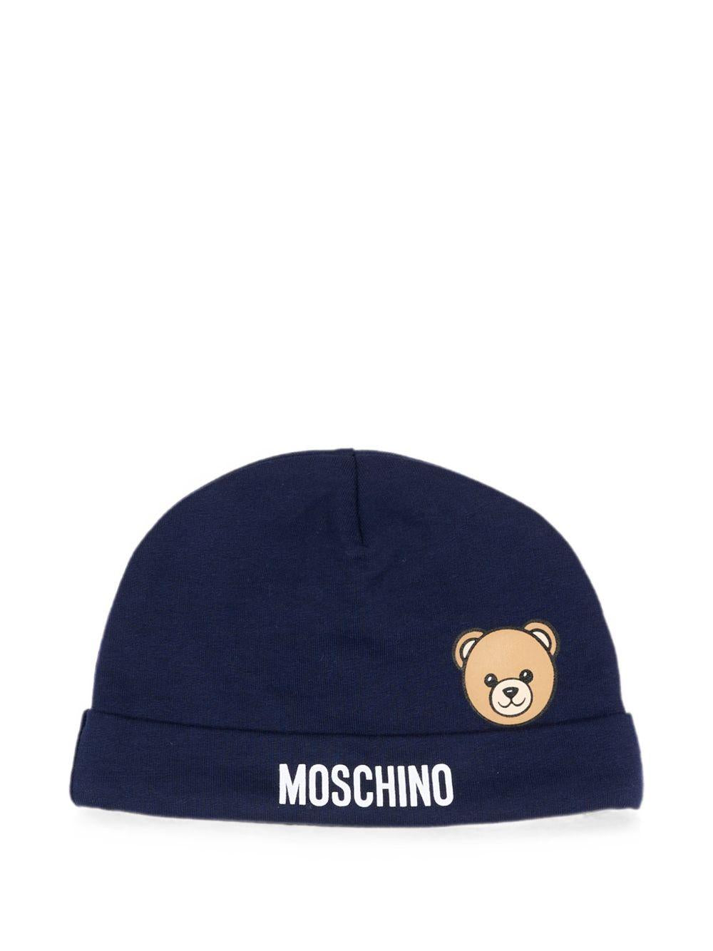 Cappellino per neonati Moschino Kids blu con motivo Teddy Bear MUX066LCA40 40016 MOSCHINO KIDS 