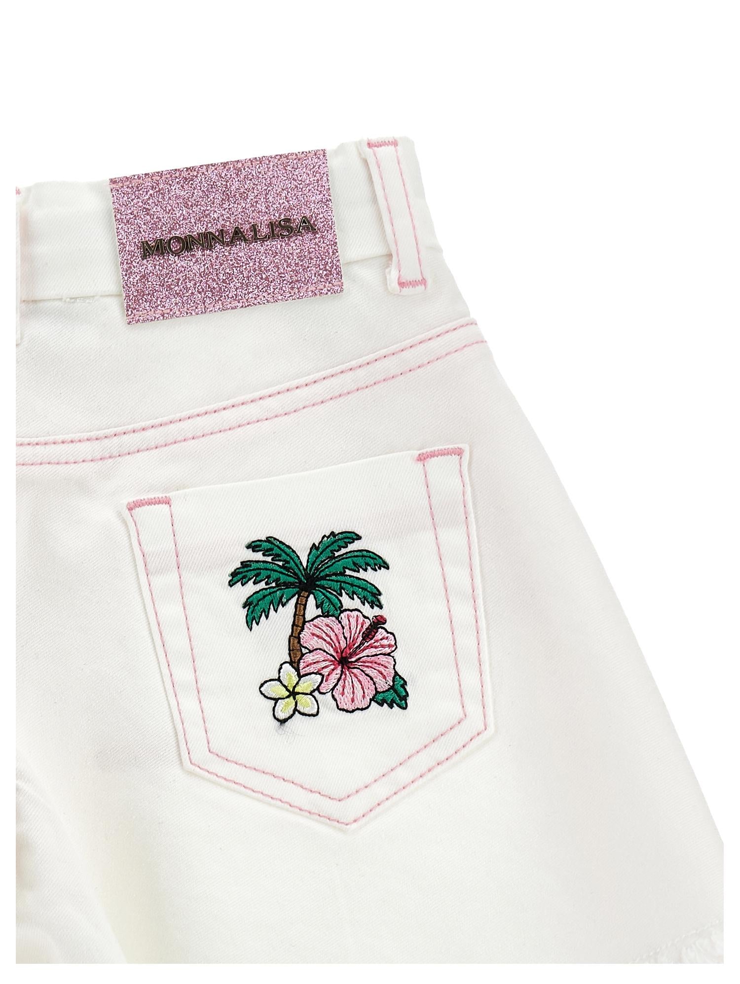 Shorts per bambina Monnalisa x Disney bianchi con decorazioni ricamate sul retro 19H420 8043 0099 MONNALISA KIDS 