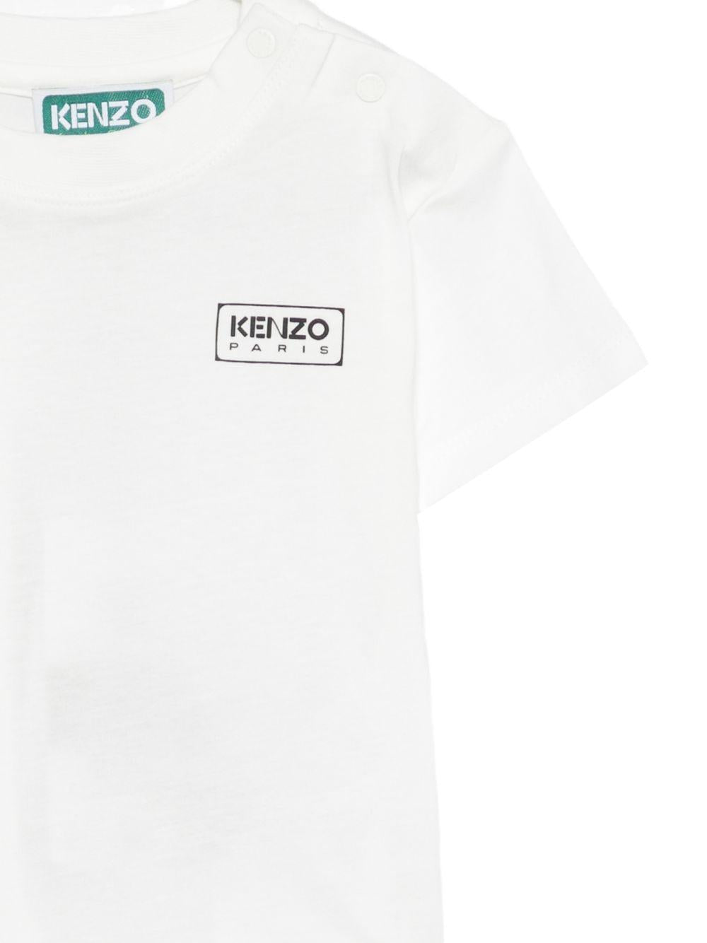 T-shirt per neonati Kenzo Kids bianca con logo sul petto K61724 117 KENZO KIDS 