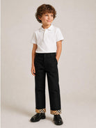 Pantaloni per bambino Burberry Kids nero con risvolto con motivo Check 8131851 A1189 BURBERRY KIDS 