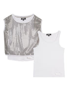Top per bambina DKNY Kids argentato con paillettes D62618 016 DKNY KIDS 
