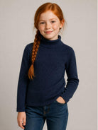 Maglione per bambina Monnalisa Kids blu con motivo a coste 17HLUC 8212 056M MONNALISA KIDS 
