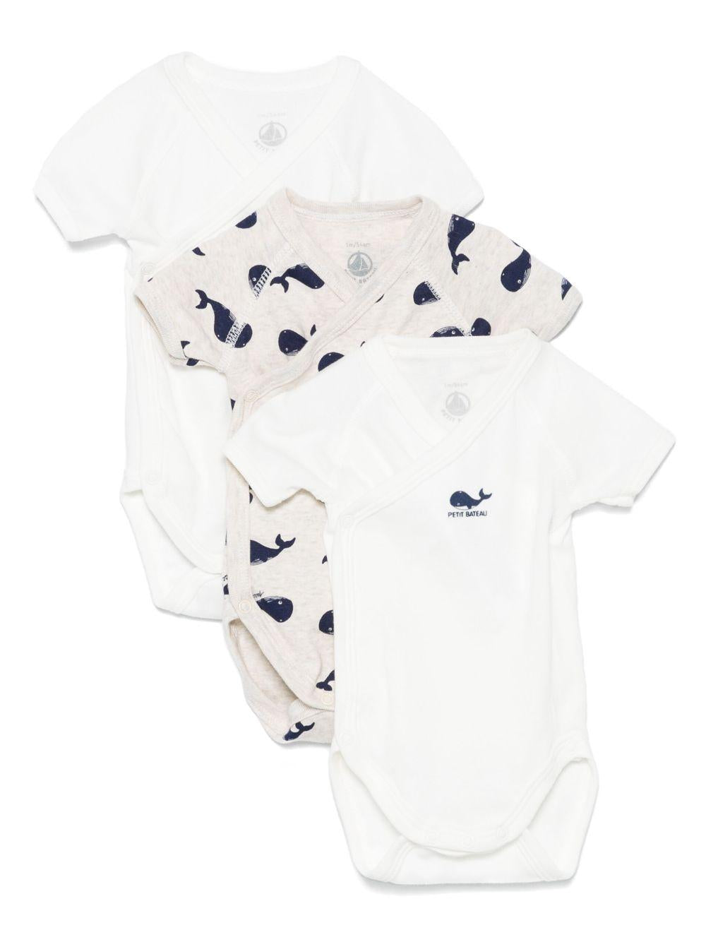 Set di tre tutine per neonati Petit Bateau multicolore con design balene A0CD1 00 PETIT BATEAU KIDS 