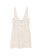 Top all' uncinetto MC2 Saint Barth bianco crema con decorazioni in paillettes RAA0001 01719L MC2 ST. BARTH 